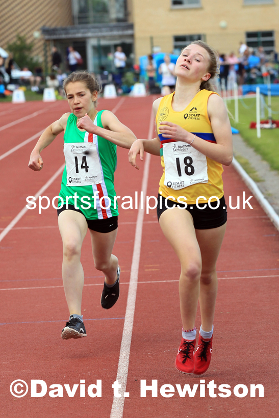 Girls Under-15s 800 metres, 2022 Northern Inter Counties U17s and U15s Track and Field, York, Thursday, June 2nd. Photo: David T. Hewitson/Sports for All Pics
